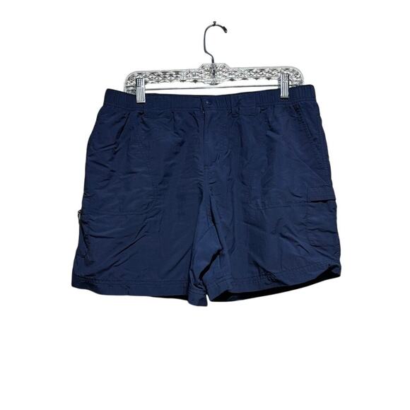 Columbia Pants - Columbia Womens Large L Navy Blue Nylon Elastic Waist Trail Hiking Shorts Zipper